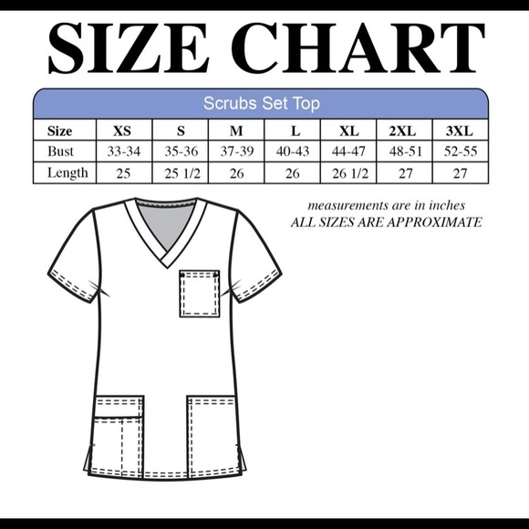 👕3/$25 Women Scrubs Top Printed V-neck 4-Pockets - Picture 3 of 3